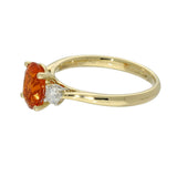 18ct Yellow Gold 0.76ct Oval Fire Opal and Diamond Trilogy Ring