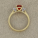 18ct Yellow Gold 0.76ct Oval Fire Opal and Diamond Trilogy Ring