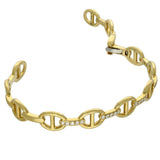 18ct Yellow Gold Diamond Set Anchor Link Torque Bangle