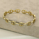 18ct Yellow Gold Diamond Set Anchor Link Torque Bangle