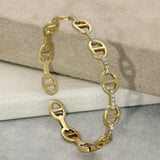 18ct Yellow Gold Diamond Set Anchor Link Torque Bangle