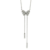 18ct White Gold 0.81ct Pave Diamond Butterfly Lariat Necklace 17'