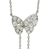 18ct White Gold 0.81ct Pave Diamond Butterfly Lariat Necklace 17'