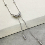 18ct White Gold 0.81ct Pave Diamond Butterfly Lariat Necklace 17'