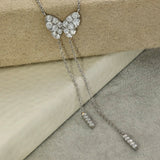 18ct White Gold 0.81ct Pave Diamond Butterfly Lariat Necklace 17'