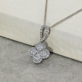 18ct White Gold 0.61ct Diamond Quatrefoil Clover Cluster Pendant