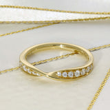 18ct Yellow Gold 0.21ct Diamond Kiss Half Eternity Ring