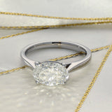 18ct White Gold Laboratory-Grown 1.74ct Oval Diamond East-West Solitaire Ring