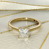 18ct Yellow Gold Laboratory-Grown 1ct Princess Cut Diamond Solitaire Ring