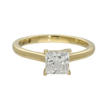 18ct Yellow Gold Laboratory-Grown 1ct Princess Cut Diamond Solitaire Ring