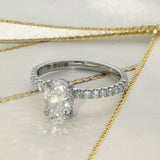 Platinum Laboratory-Grown 1ct Oval Diamond Shoulders Solitaire Ring