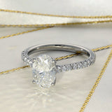 Platinum Laboratory-Grown 1.5ct Oval Diamond Shoulders Solitaire Ring