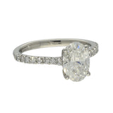 Platinum Laboratory-Grown 1.5ct Oval Diamond Shoulders Solitaire Ring