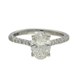 Platinum Laboratory-Grown 1.5ct Oval Diamond Shoulders Solitaire Ring
