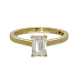 18ct Yellow Gold Laboratory-Grown 1ct Emerald Cut Diamond Solitaire Ring