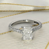 Platinum Laboratory-Grown 1.5ct Radiant Cut Diamond Solitaire Shoulders Ring