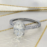 Platinum Laboratory-Grown 2ct Oval Diamond Shoulders Solitaire Ring