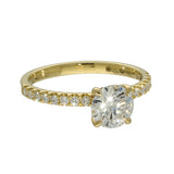 18ct Yellow Gold Laboratory-Grown 1ct Round Diamond Shoulders Solitaire Ring