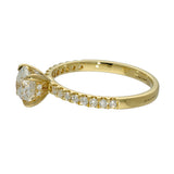 18ct Yellow Gold Laboratory-Grown 1ct Round Diamond Shoulders Solitaire Ring