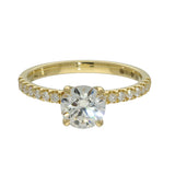 18ct Yellow Gold Laboratory-Grown 1ct Round Diamond Shoulders Solitaire Ring