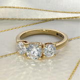 18ct Yellow Gold 2ct Laboratory-Grown Diamond Round Trilogy Ring