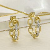 18ct Yellow Gold Diamond Accented Chain Link Hoop Earrings 16mm