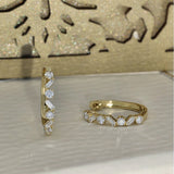 18ct Yellow Gold Baguette & Round Mix-Cut Diamond Huggie Hoop Earrings 14mm