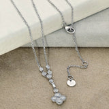 18ct White Gold 0.93ct Diamond Quatrefoil Pendant Cascade Drop Necklace