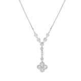 18ct White Gold 0.93ct Diamond Quatrefoil Pendant Cascade Drop Necklace