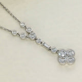 18ct White Gold 0.93ct Diamond Quatrefoil Pendant Cascade Drop Necklace