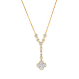 18ct Yellow Gold 0.93ct Diamond Quatrefoil Pendant Cascade Drop Necklace