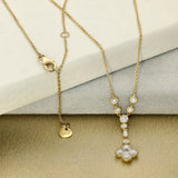 18ct Yellow Gold 0.93ct Diamond Quatrefoil Pendant Cascade Drop Necklace