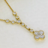 18ct Yellow Gold 0.93ct Diamond Quatrefoil Pendant Cascade Drop Necklace