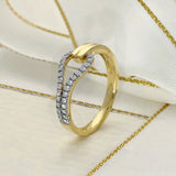18ct Yellow Gold Pave Diamond Open Loop Ring