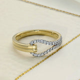 18ct Yellow Gold Pave Diamond Open Loop Ring