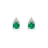 18ct White Gold Emerald & Diamond Small Stud Earrings
