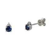 18ct White Gold Sapphire & Diamond Small Stud Earrings