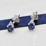 18ct White Gold Sapphire & Diamond Small Stud Earrings