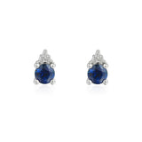 18ct White Gold Sapphire & Diamond Small Stud Earrings