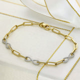 18ct Yellow Gold Pave Diamond Infinity & Paperclip Link Bracelet