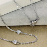9ct White Gold 1.1ct Laboratory-Grown Diamond Yard Necklace Bezel Setting 18'