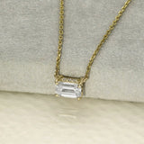 9ct Yellow Gold Laboratory-Grown 1ct Emerald Cut Diamond Necklace