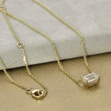 9ct Yellow Gold Laboratory-Grown 1ct Emerald Cut Diamond Necklace