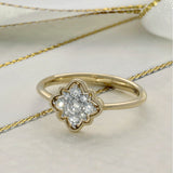 9ct Yellow Gold 0.26ct Diamond Milgrain Cluster Ring