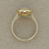 9ct Yellow Gold 0.76ct Oval Opal East/West Rub-over Set Diamond Halo Ring
