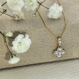 9ct Yellow Gold 0.34ct Diamond Quatrefoil Clover Pendant 18" Necklace