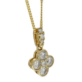 9ct Yellow Gold 0.34ct Diamond Quatrefoil Clover Pendant 18" Necklace