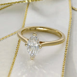 18ct Yellow Gold Laboratory-Grown 1ct Marquise Cut Diamond Solitaire Ring