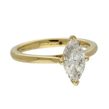 18ct Yellow Gold Laboratory-Grown 1ct Marquise Cut Diamond Solitaire Ring