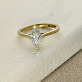18ct Yellow Gold Laboratory-Grown 1ct Marquise Cut Diamond Solitaire Ring
